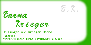 barna krieger business card